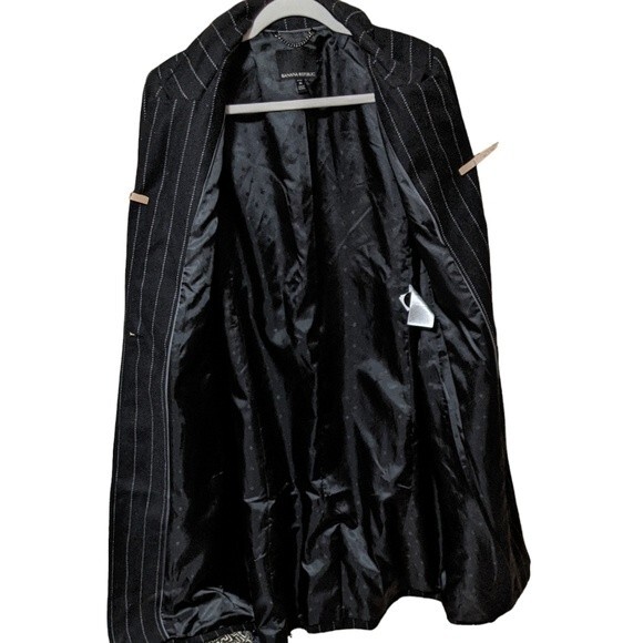 Banana Republic long striped wool blend coat v/311217 overcoat trench size M - Picture 9 of 10